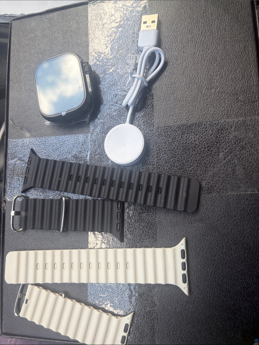 Black and White Smartwatch Bands with Magnetic Charger - Unbranded